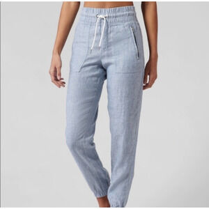 Athleta Cabo Retreat 100% Linen Jogger Cornflower Blue Women's 10